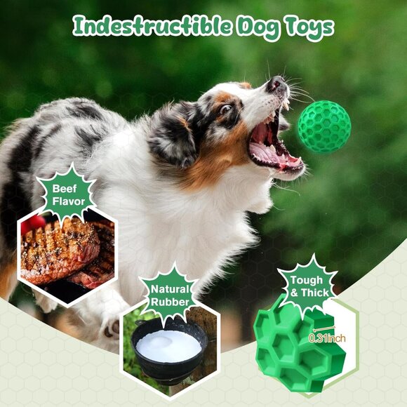 Tough Dog Chew Toys for Aggressive Chewers, Indestructible Dog Balls for Aggress - Picture 3 of 8